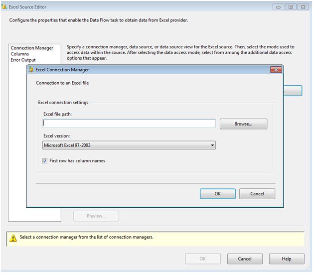 select the check box to consider column names 